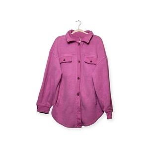 Women’s Free People Ruby Jacket in pink fuzzy fleece shacket, size medium